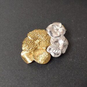 Two Tone Liz Claiborne Flower Brooch
